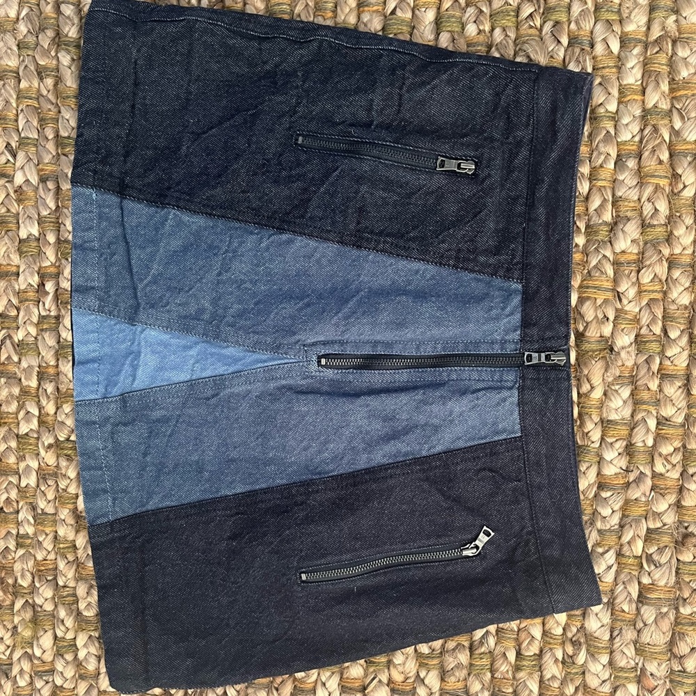 BCBGMulti Tone Denim Skirt